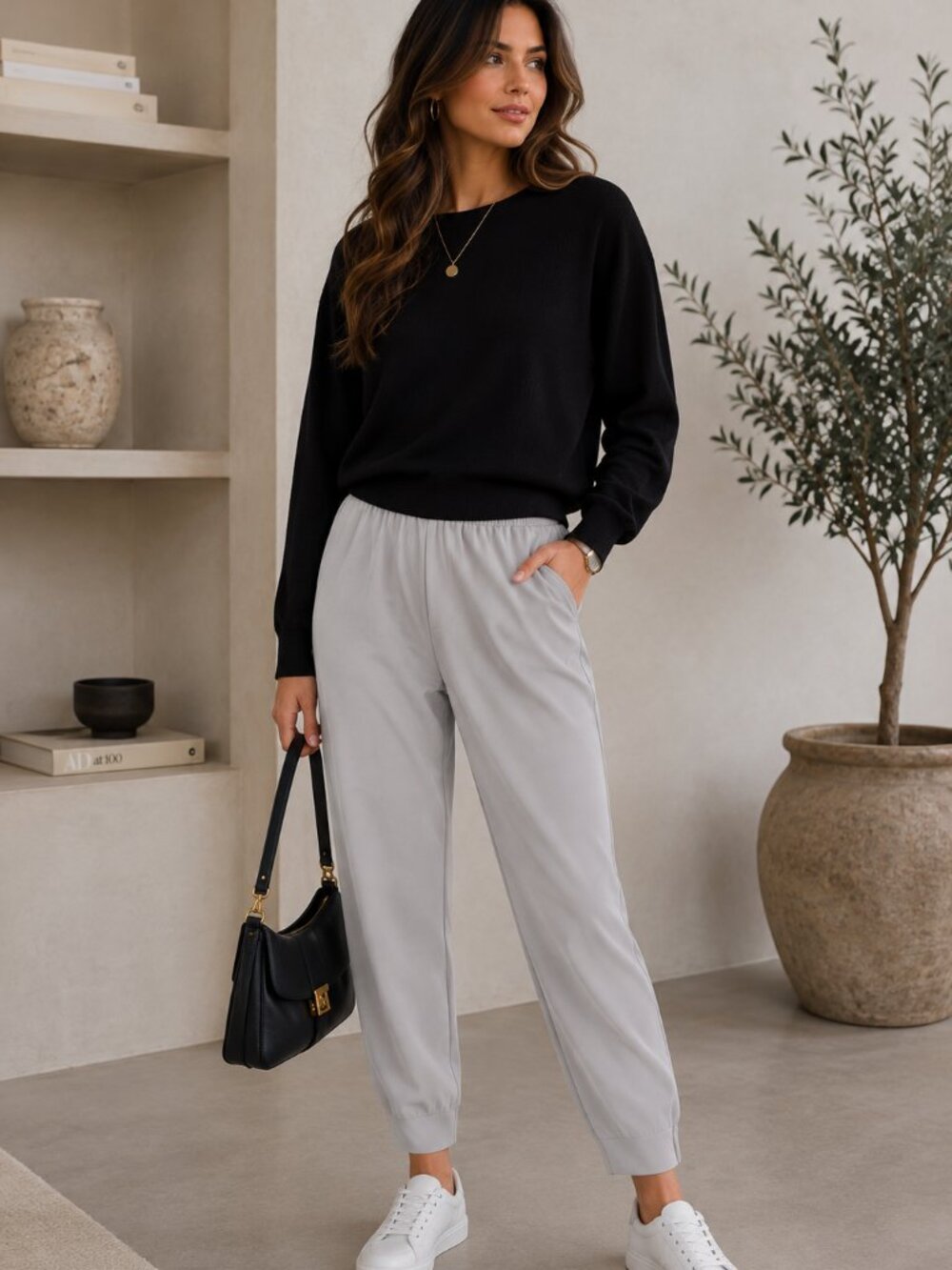 Aritzia Babaton Dexter Ashen Gray Pull On Crop Ankle Joggers Pants Trousers